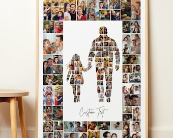 Father’s Day Photo Collage Gift, Custom Shape Photo Collage, Personalized Picture Art Design, Printable Word Art with Your Photo Frame