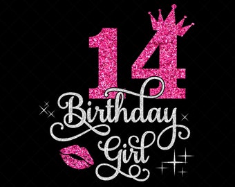 14th Birthday Girl SVG, 14 Year Old Birthday Girl Svg, 14th Birthday Squad Svg, Fourteenth Birthday Svg, Dxf, PNG,Cricut Silhouette Cut File