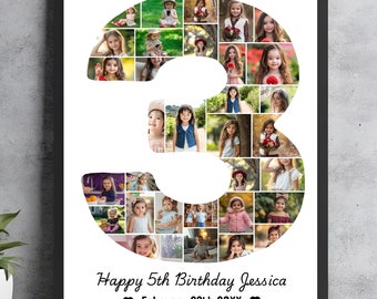 3rd Birthday Photo Collage Template, Personalized 3rd Birthday Gift, It's My Birthday Number 3, Editable 3rd Birthday Template Canva