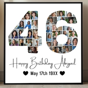 46th Birthday Photo Collage Template, Personalized 46th Birthday Gift, It&#39;s My Birthday Number 46, Editable 46th Birthday Template Canva
