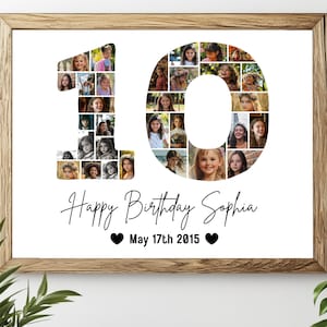 10th Birthday Photo Collage Template, Personalized 10th Birthday Gift, It's My Birthday Number 10, Editable 10th Birthday Template Canva