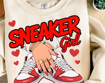 Sneaker Girl T-Shirt PNG Sublimation Design Trendy Sneaker Lover Shirt Fashion Graphic Digital File