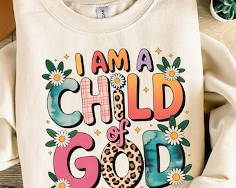 私は神の子ですPNG、クリスチャンキッズTシャツデザイン、信仰の言葉昇華転写、宗教的な幼児用Tシャツ、聖書の一節PNG、日曜学校のTシャツ