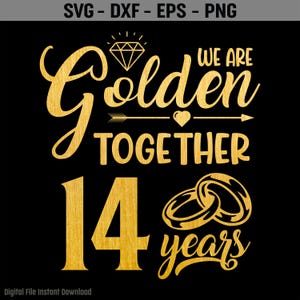 14 años juntos SVG, 14 años de aniversario Svg, casados hace 14 años, regalo del 14.º aniversario de bodas, sublimación PNG, Cricut, corte