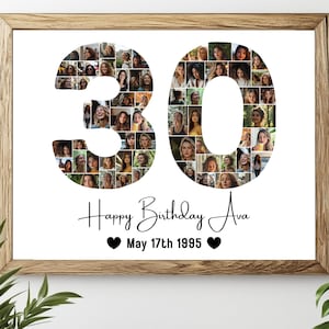 30th Birthday Photo Collage Template, Personalized 30th Birthday Gift, It's My Birthday Number 30, Editable 30th Birthday Template Canva