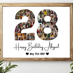 Modèle de collage photo 28e anniversaire, cadeau personnalisé 28e anniversaire, c'est mon anniversaire numéro 28, modèle 28e anniversaire modifiable Canva