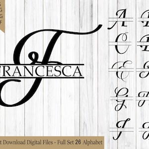 Monogram Alphabet SVG Set, Split Floral Letters PNG, Name Monogram Dxf, EPS Digital Files for Crafting & Gifts