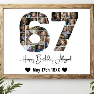 Sjabloon fotocollage 67e verjaardag, gepersonaliseerd cadeau 67e verjaardag, It's My Birthday nummer 67, bewerkbare sjabloon 67e verjaardag Canva