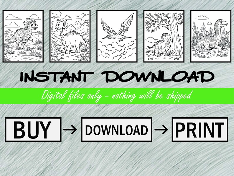 Dinosaur Coloring Book Printable 50 Pages, Easy Dino Coloring Pages for ...