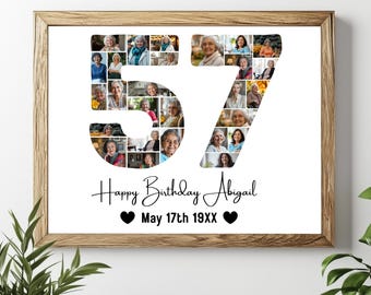 57th Birthday Photo Collage Template, Personalized 57th Birthday Gift, It's My Birthday Number 57, Editable 57th Birthday Template Canva