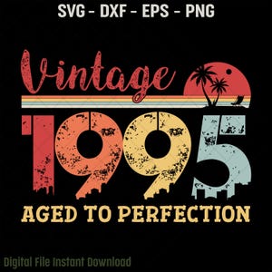 Vintage 1995 gealtert zur Perfektion SVG, 30. Geburtstag Design, Vintage Retro 30. Geburtstag Schneidedatei, Eps, Dxf