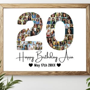 Modèle de collage photo 20e anniversaire, cadeau personnalisé 20e anniversaire, c'est mon anniversaire numéro 20, modèle 20e anniversaire modifiable Canva