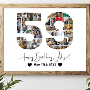 59th Birthday Photo Collage Template, Personalized 59th Birthday Gift, It&#39;s My Birthday Number 59, Editable 59th Birthday Template Canva