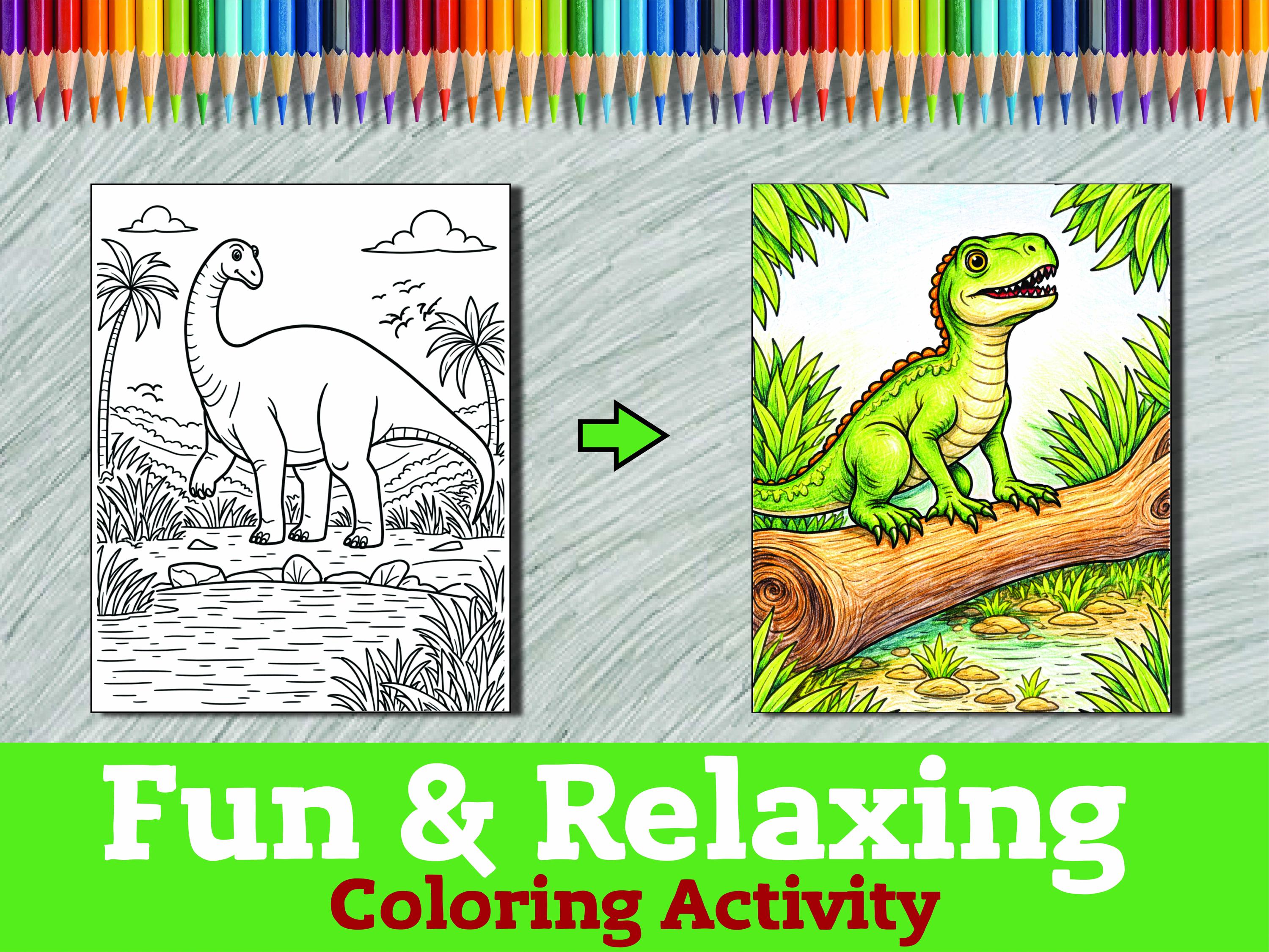 Dinosaur Coloring Book Printable 50 Pages, Easy Dino Coloring Pages for ...