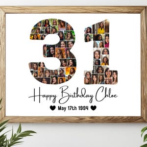 31st Birthday Photo Collage Template, Personalized 31st Birthday Gift, It&#39;s My Birthday Number 31, Editable 31st Birthday Template Canva