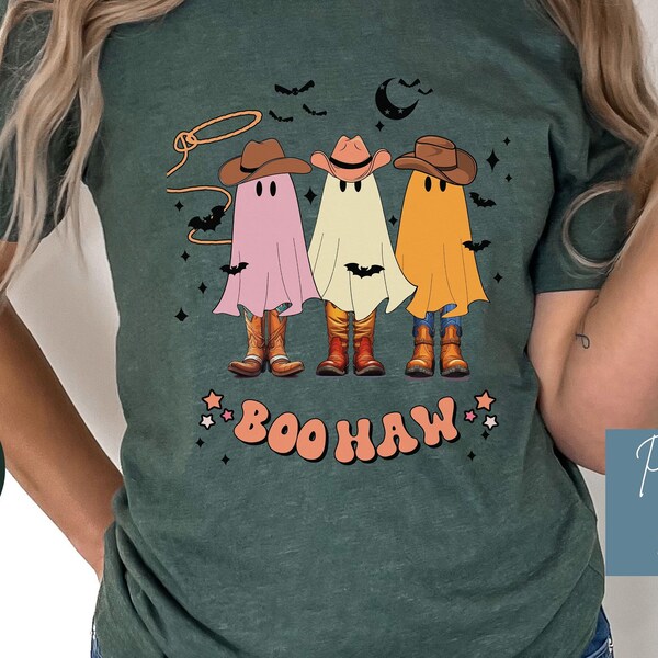 Halloween T-shirt Western ghosts wearing Cowboy Boots Funny Tshirt Halloween gift spooky ghost shirt Halloween Spooky Season, Trick Or Treat