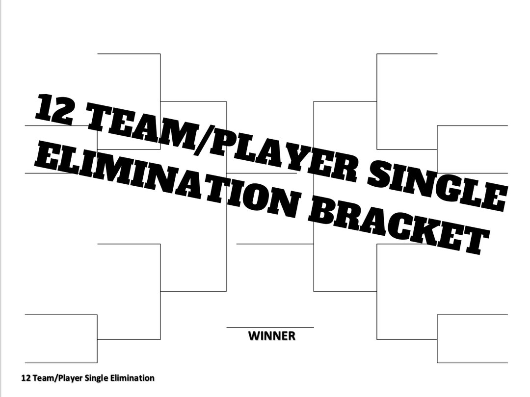 12 Team Player Bracket Printable Tournament Sports Basketball Etsy