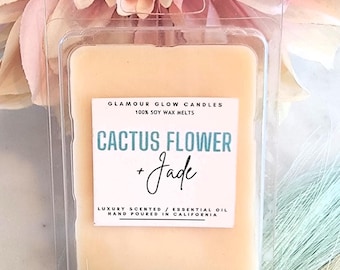 Cactus Flower & Jade Soy Wax Melts: Organic, Fresh Scent, Sweet Desert Aroma