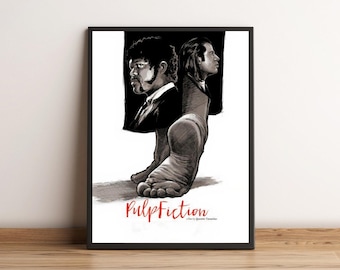 Pulp Fiction Movie Poster, Pulp Fiction Poster, Retro Modern Poster, Vintage Movie Poster, Minimalist Art, Wall Art, Wall Decor