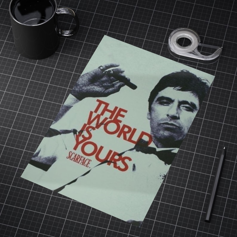 Scarface Poster, The World is Yours, Al Pacino Poster, Tony Montana, Scarface Movie, Tony Montana Wall Art, Art Print, Movie Room Decor image 4