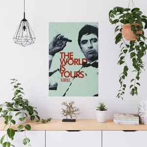 Scarface Poster, The World is Yours, Al Pacino Poster, Tony Montana, Scarface Movie, Tony Montana Wall Art, Art Print, Movie Room Decor image 3