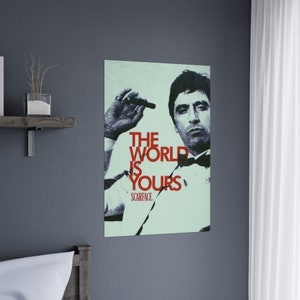 Scarface Poster, The World is Yours, Al Pacino Poster, Tony Montana, Scarface Movie, Tony Montana Wall Art, Art Print, Movie Room Decor image 2