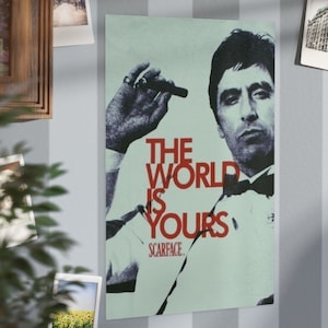 Scarface Poster, The World is Yours, Al Pacino Poster, Tony Montana, Scarface Movie, Tony Montana Wall Art, Art Print, Movie Room Decor image 5