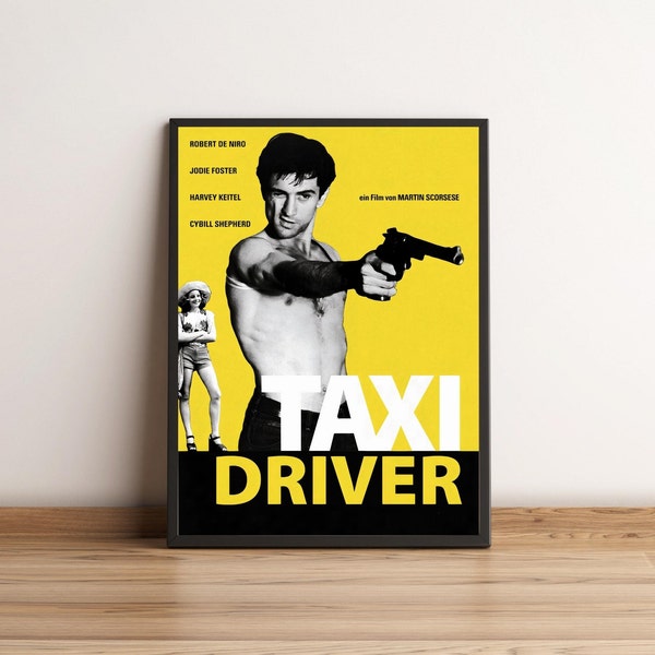 Cartel de conductor de taxi, cartel de película clásica, Robert De Niro, Martin Scorsese, cartel de película vintage, arte de pared, decoración de pared, impresión de arte, regalo de película