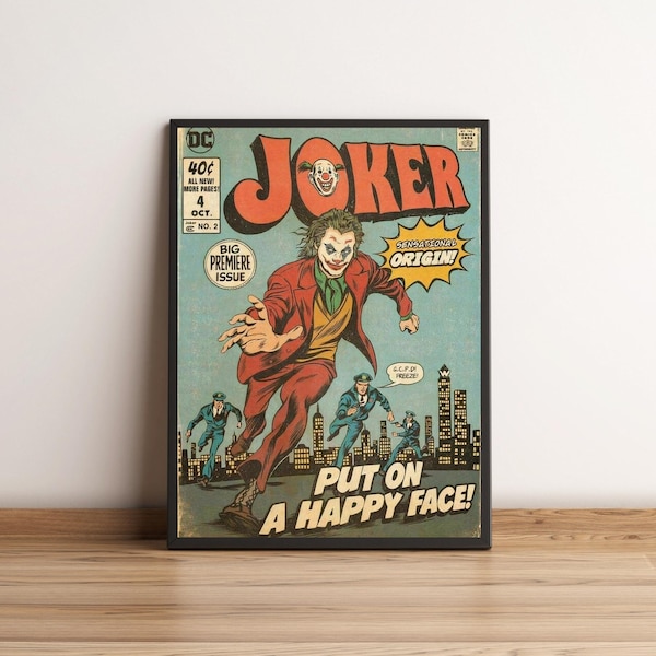 Joker Comic Book Poster, Joker Wall Art, Joker Art Print, Joker Wall Decor, DC Comic Poster, Canvas Wall Art, Canvas Wall Hangings, GiftHim