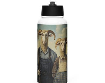 Stainless steel water bottle with a straw lid