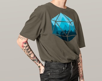 Camiseta "A Aventura de D&D Aguarda", Camiseta com Estampa de Dado d20