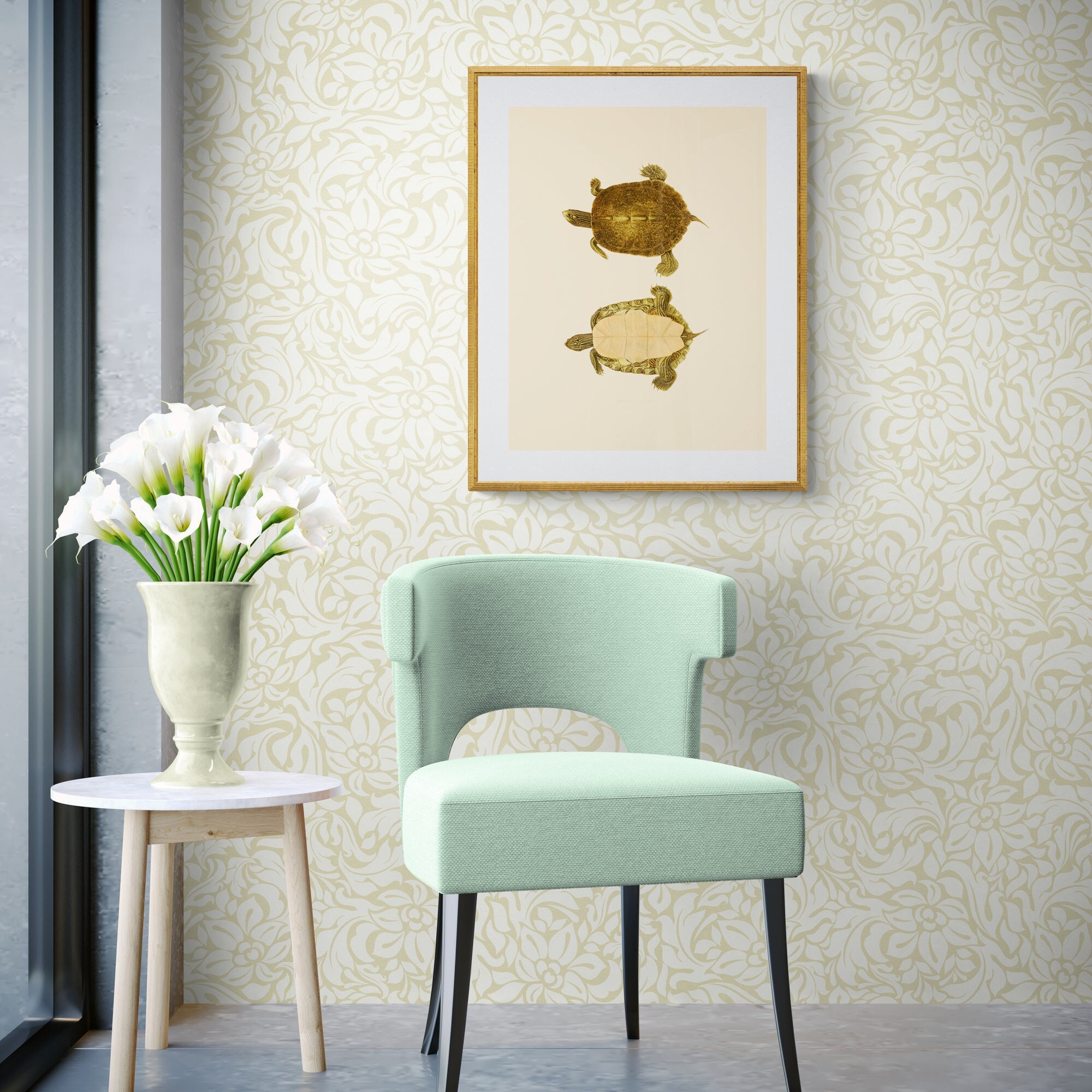 Classic Turtle Art Print | Digital Vintage Marine Design | Sea Turtle ...