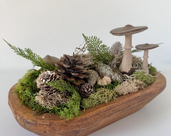 Woodland Bowl Centerpiece: Moss, Mushrooms & Botanicals