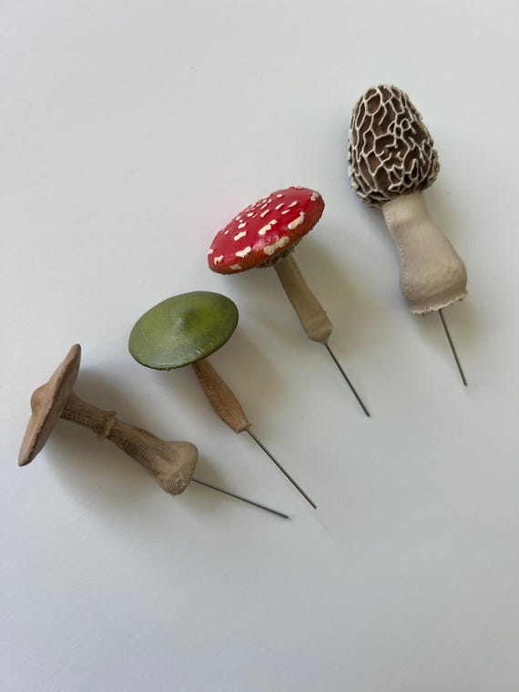 Hand-Painted Terrarium Mushroom Set: Miniature Fungi, Nature Craft (Set of 4)