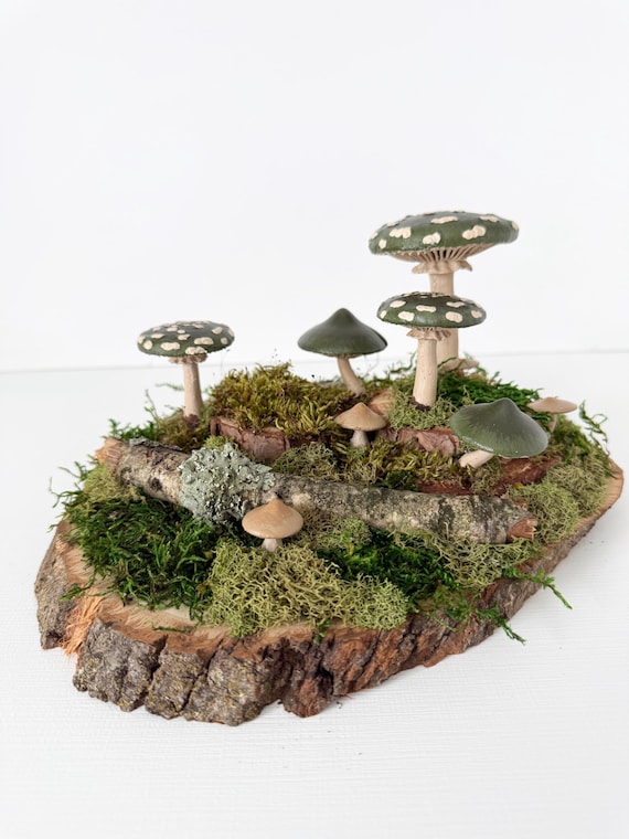 Forest Floor Centerpiece, Woodland Mushrooms Moss, Fairy Garden, Morel, Centerpiece, Wedding, Shower, Nature Botanical Art, Free Shipping