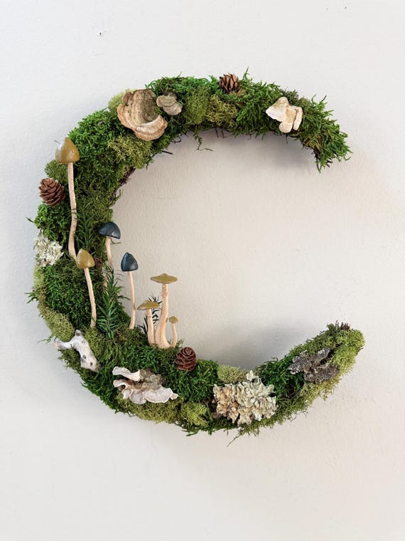 Mushroom Moss Moon Wreath