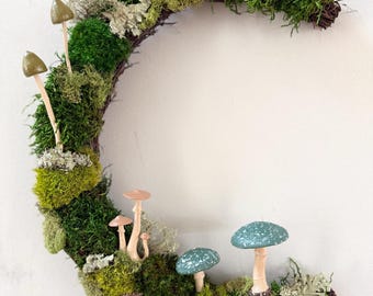 Mushroom Moss Moon Wreath