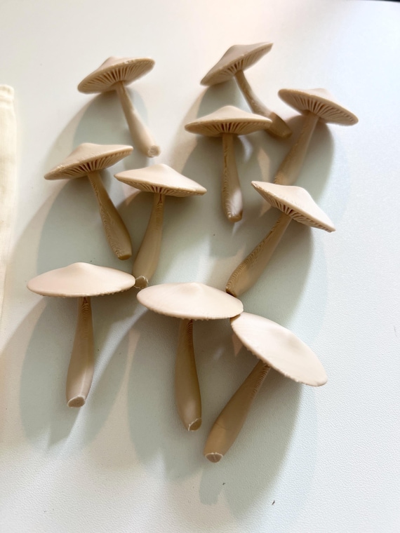 Terrarium Mushrooms Unpainted: 3D Printed Fairy Garden Decor - Set of 10