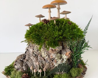 Woodland Moss Mushrooms Forest Centerpiece Decor: Wedding Shower Fairy Garden Natural Botanicals