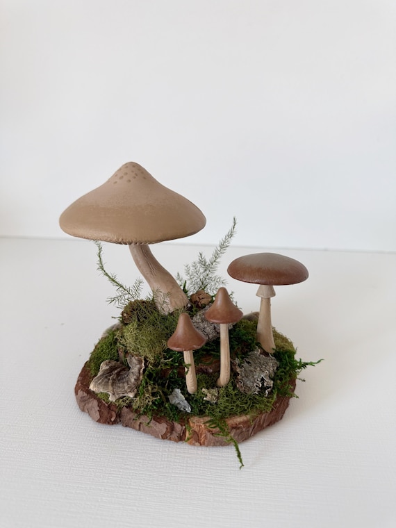 Mushroom & Moss Terrarium Sculpture: Woodland Decor