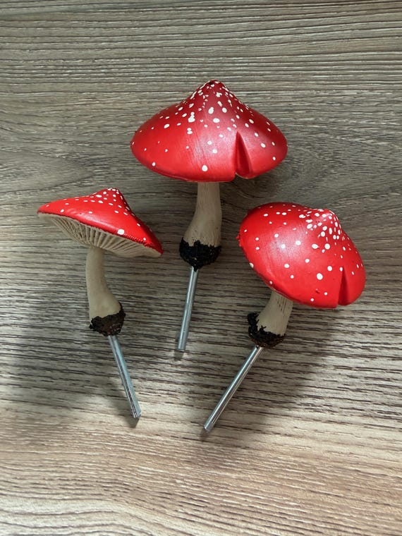 Set of Mushrooms: 3 mushrooms spikes, houseplant, terrarium, fall decor