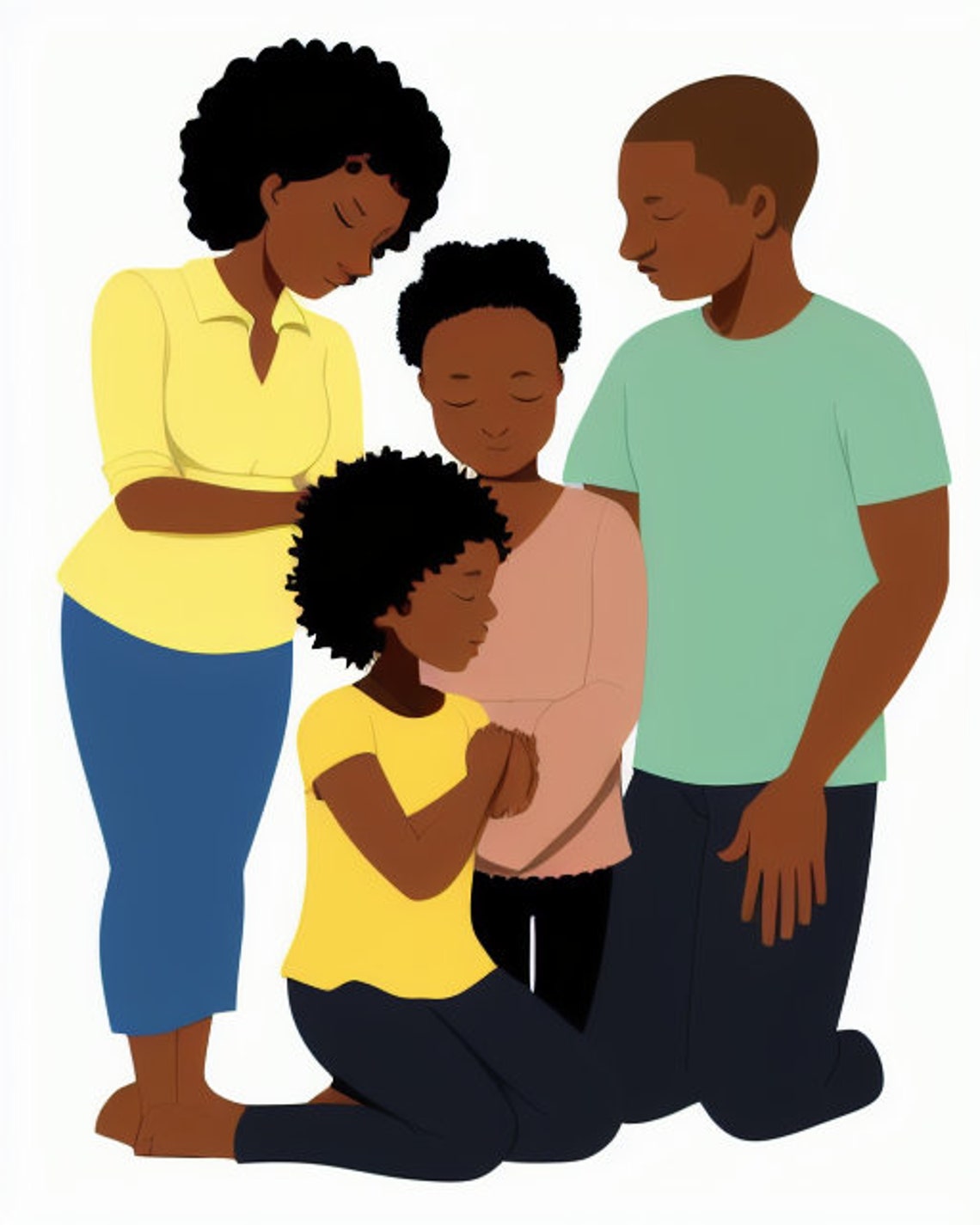 African American Family Praying Clip-art Set of 4 Images - Etsy