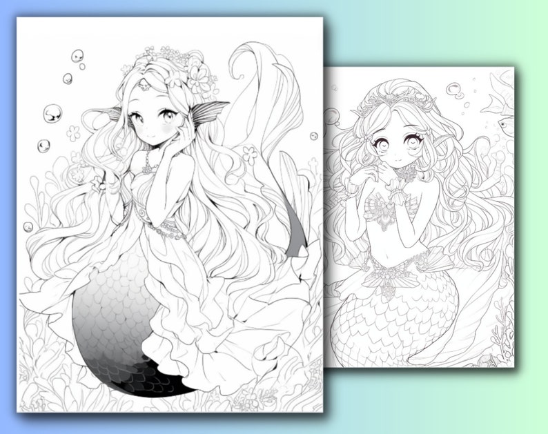 Printable Anime Mermaid Coloring Pages