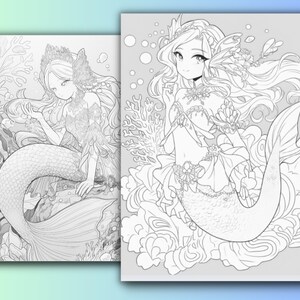 Mermaid Princess Colouring Pages, 25 Pages, Anime Digital Colouring ...