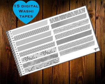 Grey Washi Tape digital planner stickers ~ GoodNotes ipad ~ Sticky Notes, productivity, digital journal, bullet journal, hyperlinked