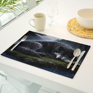 Fenrir Norse Wolf Placemat | Mythical Sleeping Wolf, Viking Nordic Table Decor