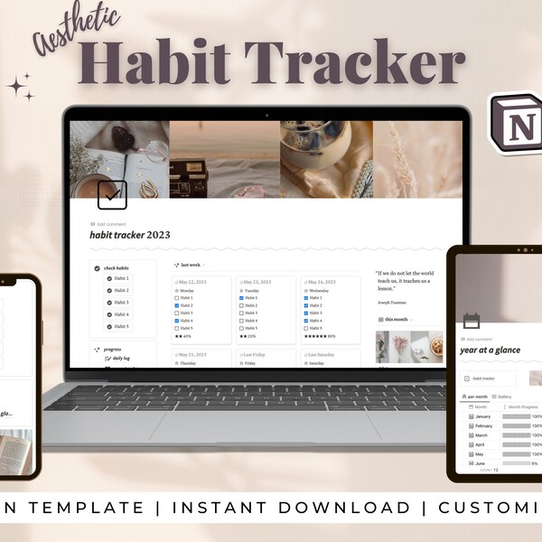 Habit tracker and notion template etsy