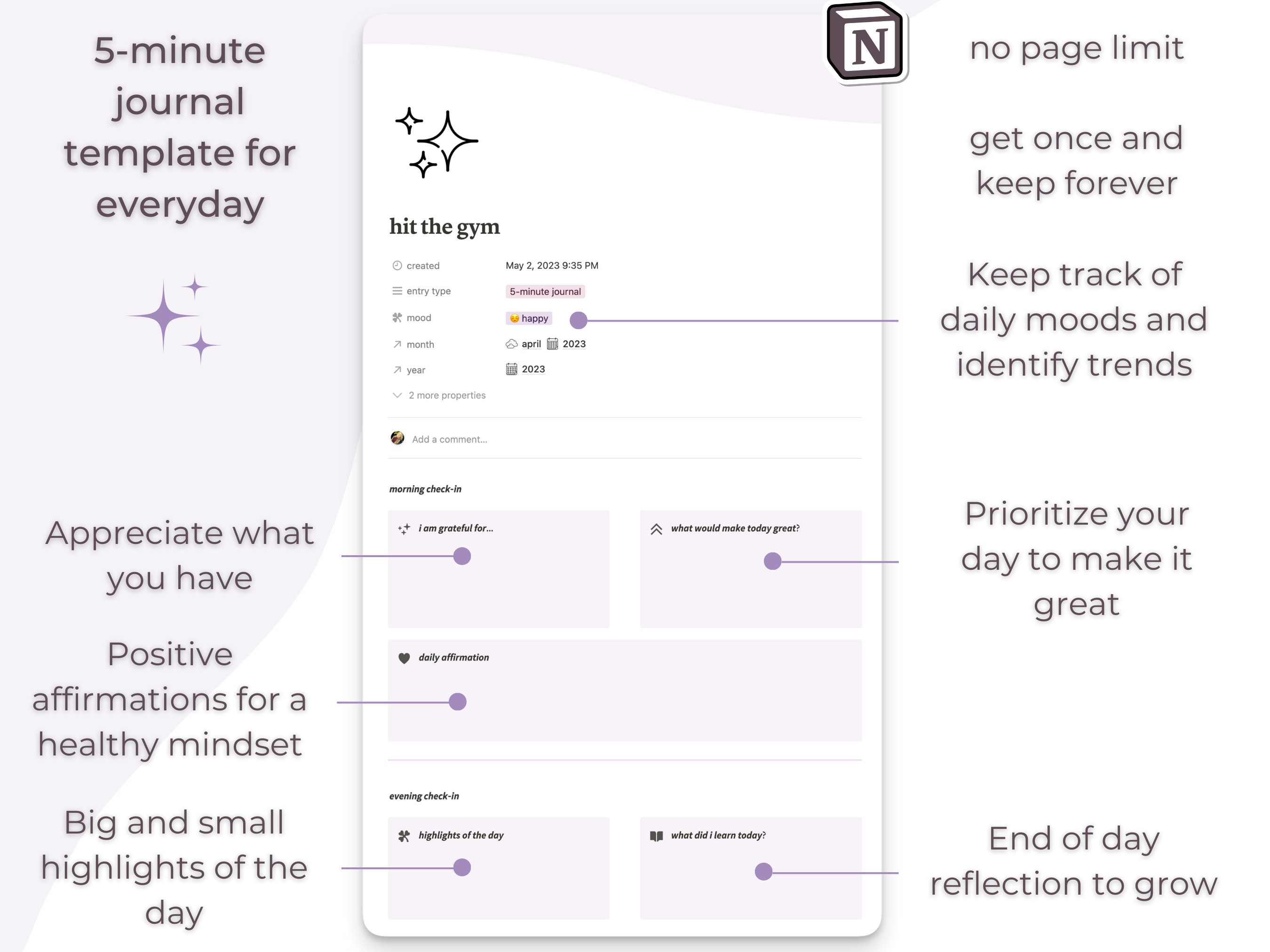 Minimal Daily Journal Notion Template Editable Notion Template Digital
