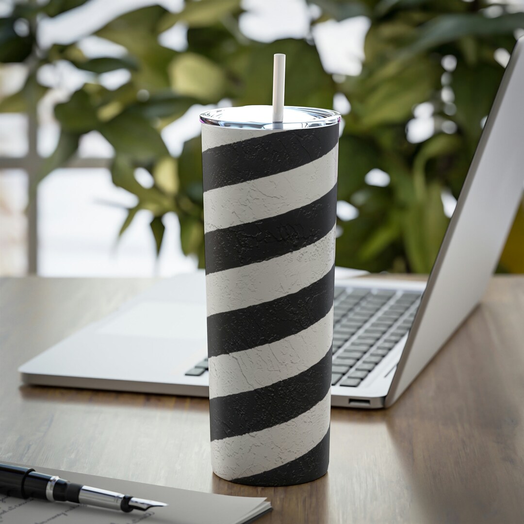 Skinny Steel Tumbler With Straw, Stripe Tumbler With Straw, Unique