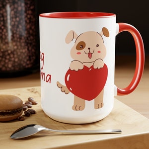 Dog Mama Heart Two-Tone Coffee Mug, Dog Lover Mug, Coffee Mug, Gift for Dog Lover, Puppy Mama Gift, Heart Dog Mug, Ceramic Mug